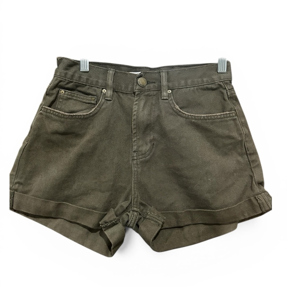 Billabong Olive Green High Rise Denim Shorts Size 25 Cuffed Hem Casual Summer
